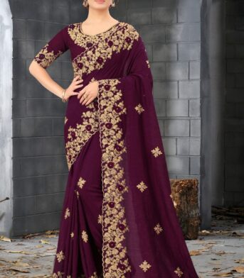 এক্সক্লুসিভ ওয়েটলেস জর্জেট এমব্রয়ডারি করা শাড়ি