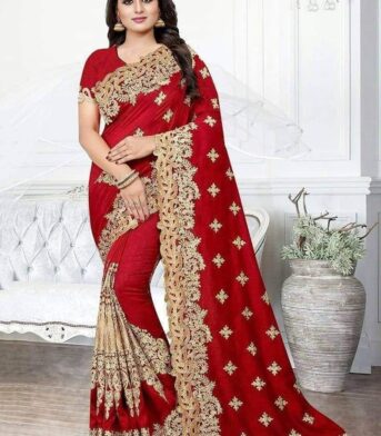 এক্সক্লুসিভ ওয়েটলেস জর্জেট এমব্রয়ডারি করা পার্টি শাড়ি