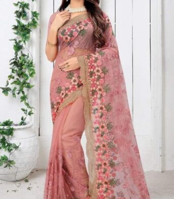 এক্সক্লুসিভ জর্জেট ফ্যাব্রিক এমব্রয়ডারি করা শাড়ি