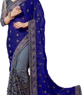 এক্সক্লুসিভ ওয়েটলেস জর্জেট এমব্রয়ডারি করা শাড়ি