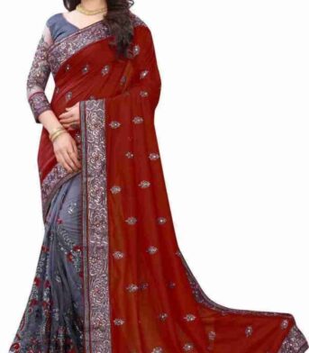 এক্সক্লুসিভ ওয়েটলেস জর্জেট এমব্রয়ডারি করা শাড়ি