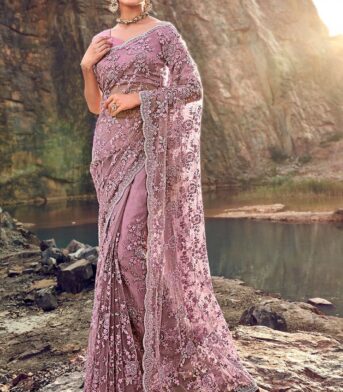 এক্সক্লুসিভ ইন্ডিয়ান জরজেট এমব্রয়ডারি করা শাড়ি