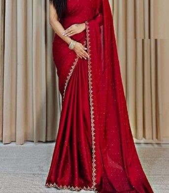 এক্সক্লুসিভ ওয়েটলেস জর্জেট এমব্রয়ডারি করা লাল কালার পার্টি শাড়ি