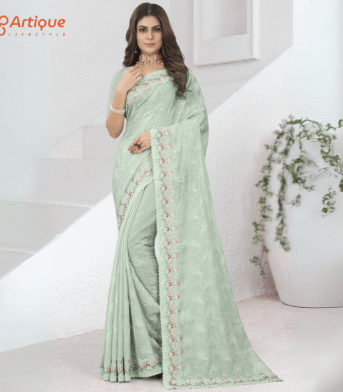 এক্সক্লুসিভ ইন্ডিয়ান ভিসকোস এমব্রয়ডারি করা পার্টি শাড়ি