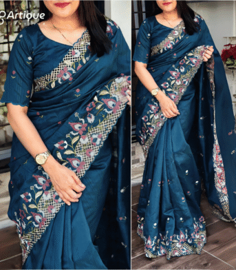 ইন্ডিয়ান বিচিত্রা সিল্কের প্রিমিয়াম এমব্রয়ডারি করা শাড়ি