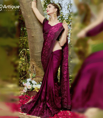 এক্সক্লুসিভ বিচিত্রা সিল্ক সফট লাইট ওয়েট এমব্রয়ডারি পার্টি শাড়ি