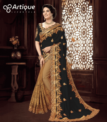 ইন্ডিয়ান ওয়েটলেস জর্জেট এমব্রয়ডারি করা শাড়ি