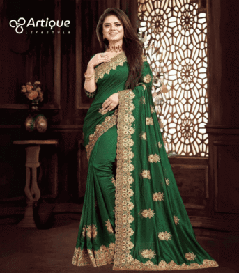 ইন্ডিয়ান বিচিত্রা সিল্কের প্রিমিয়াম এমব্রয়ডারি করা শাড়ি